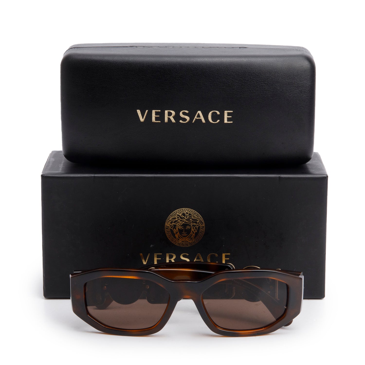 Versace 4361 Brown Havana Acetate Medusa Biggie Sunglasses w/ Box