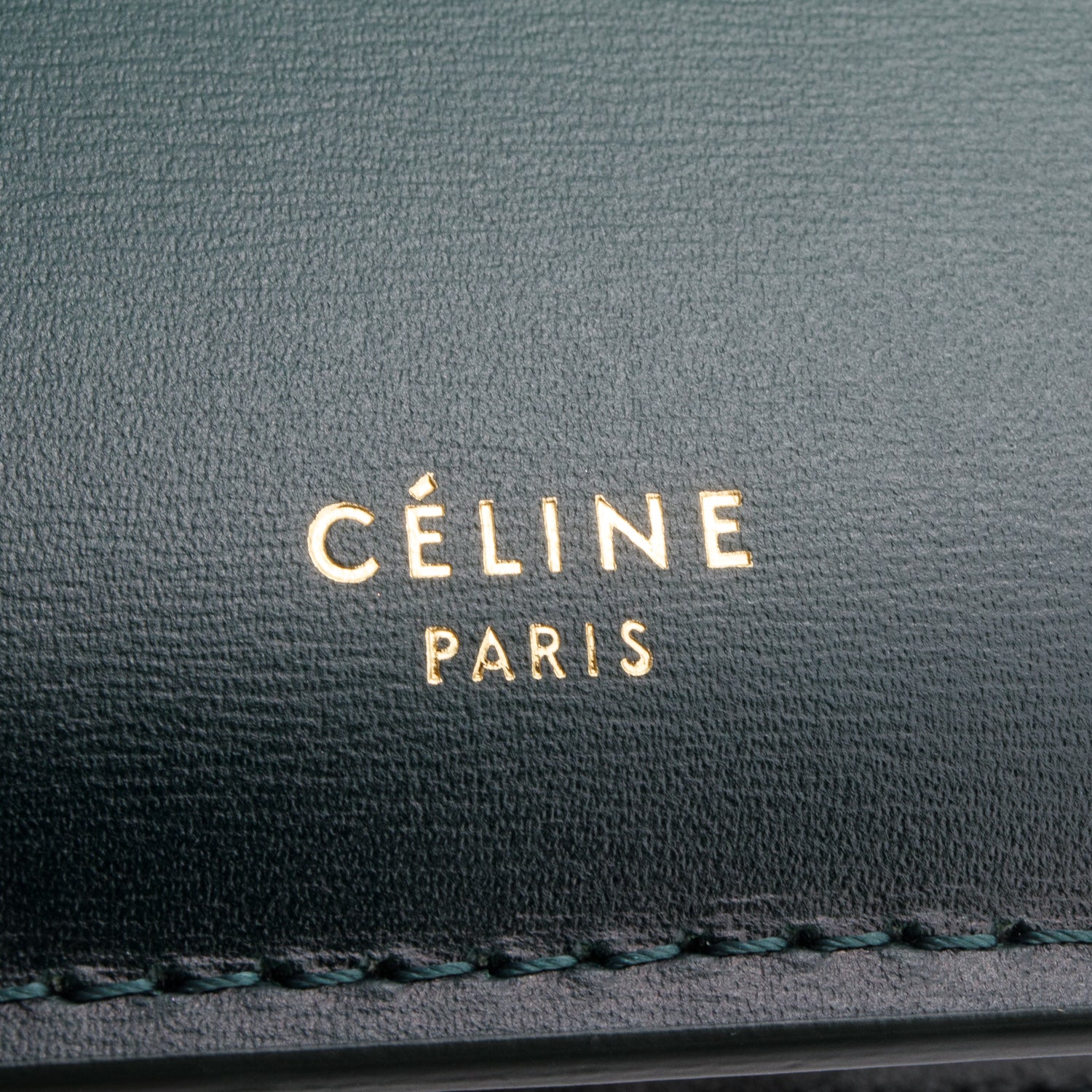 Celine Green Leather Clasp Medium Bag