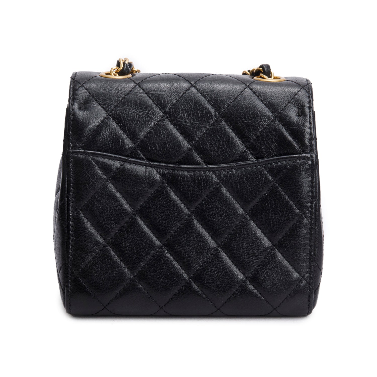 Chanel 2022 Black Goatskin Retro Classic Mini Square Flap Bag w/ Box & Receipt