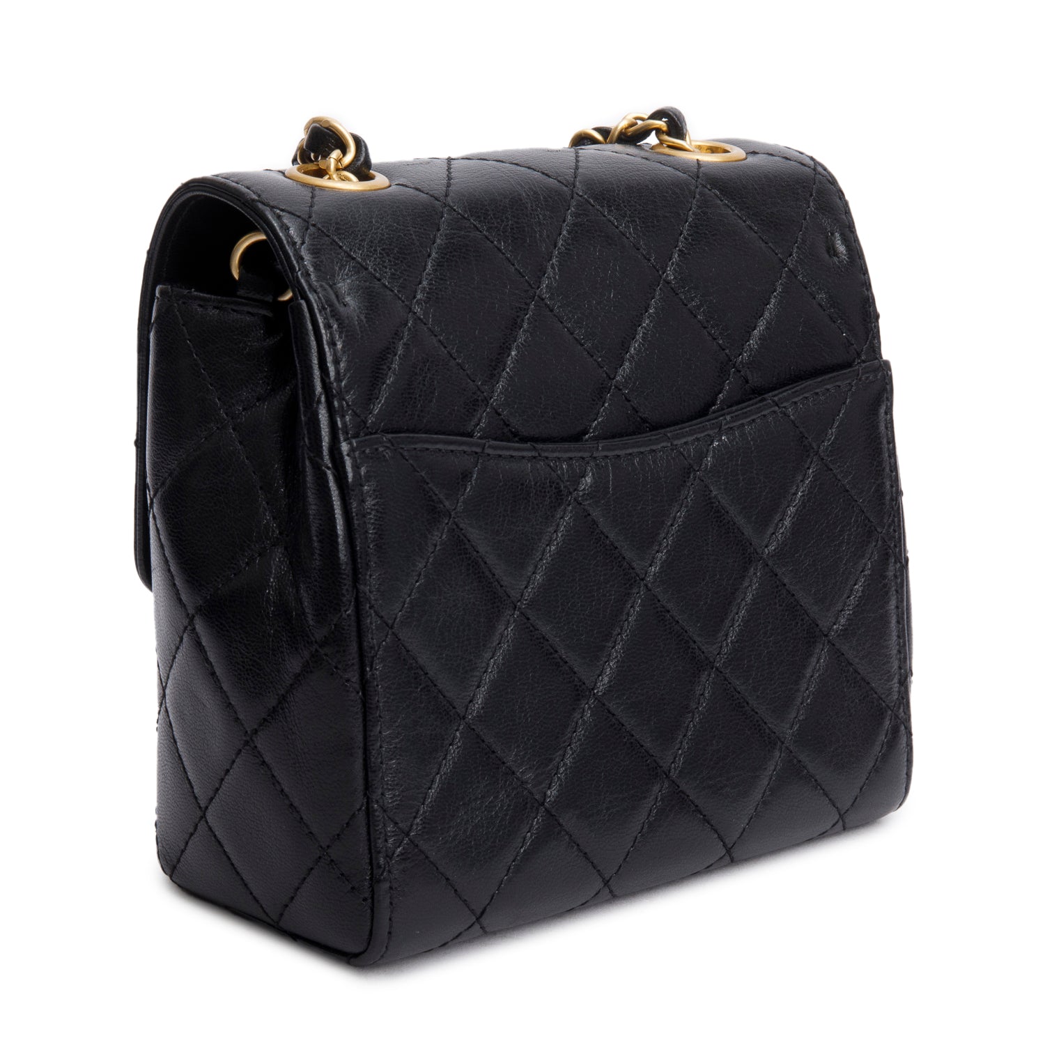 Chanel 2022 Black Goatskin Retro Classic Mini Square Flap Bag w/ Box & Receipt