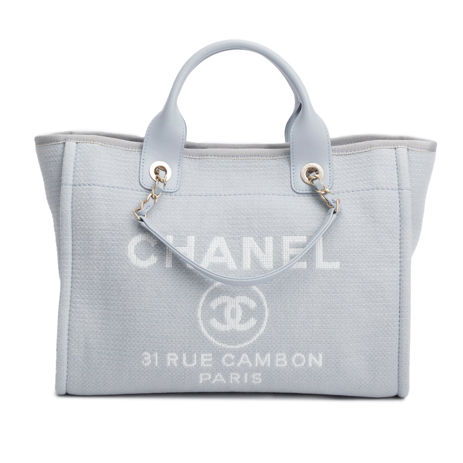 Chanel Blue Mixed Fibers Small Deauville Tote w/ Pouch & Box