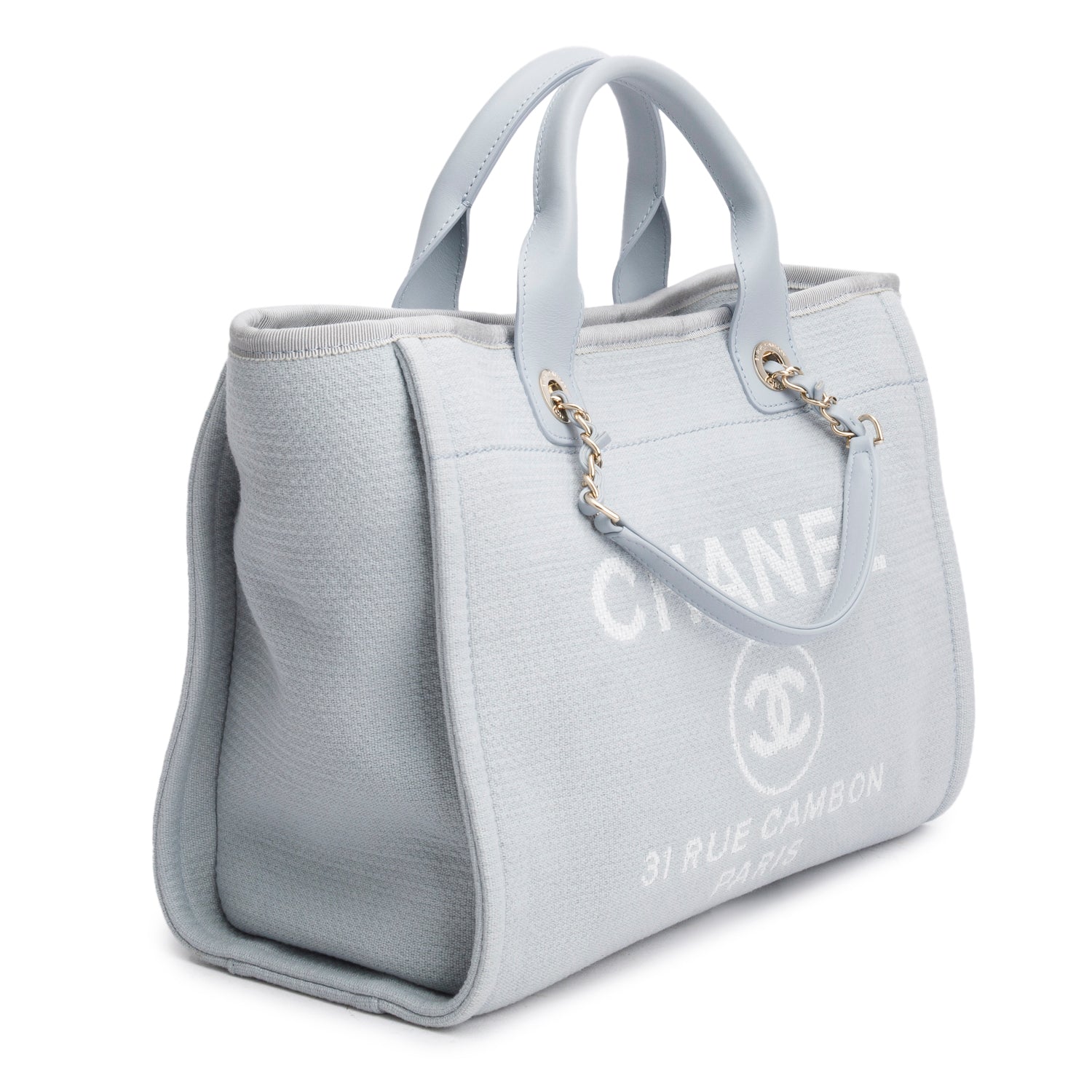 Chanel Blue Mixed Fibers Small Deauville Tote w/ Pouch & Box