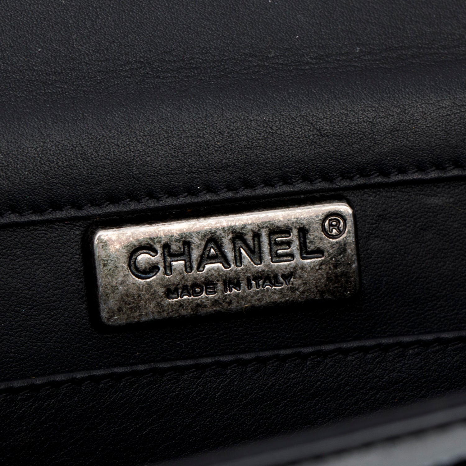 Chanel Black Python Patent Leather Boy Flap Clutch w/ Box & Authenticity Card