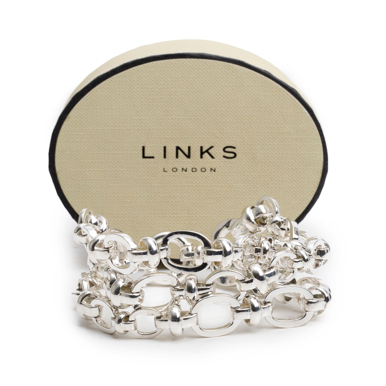 Links of London Sterling Silver Three Row Brit Lines Bracelet w/ Box