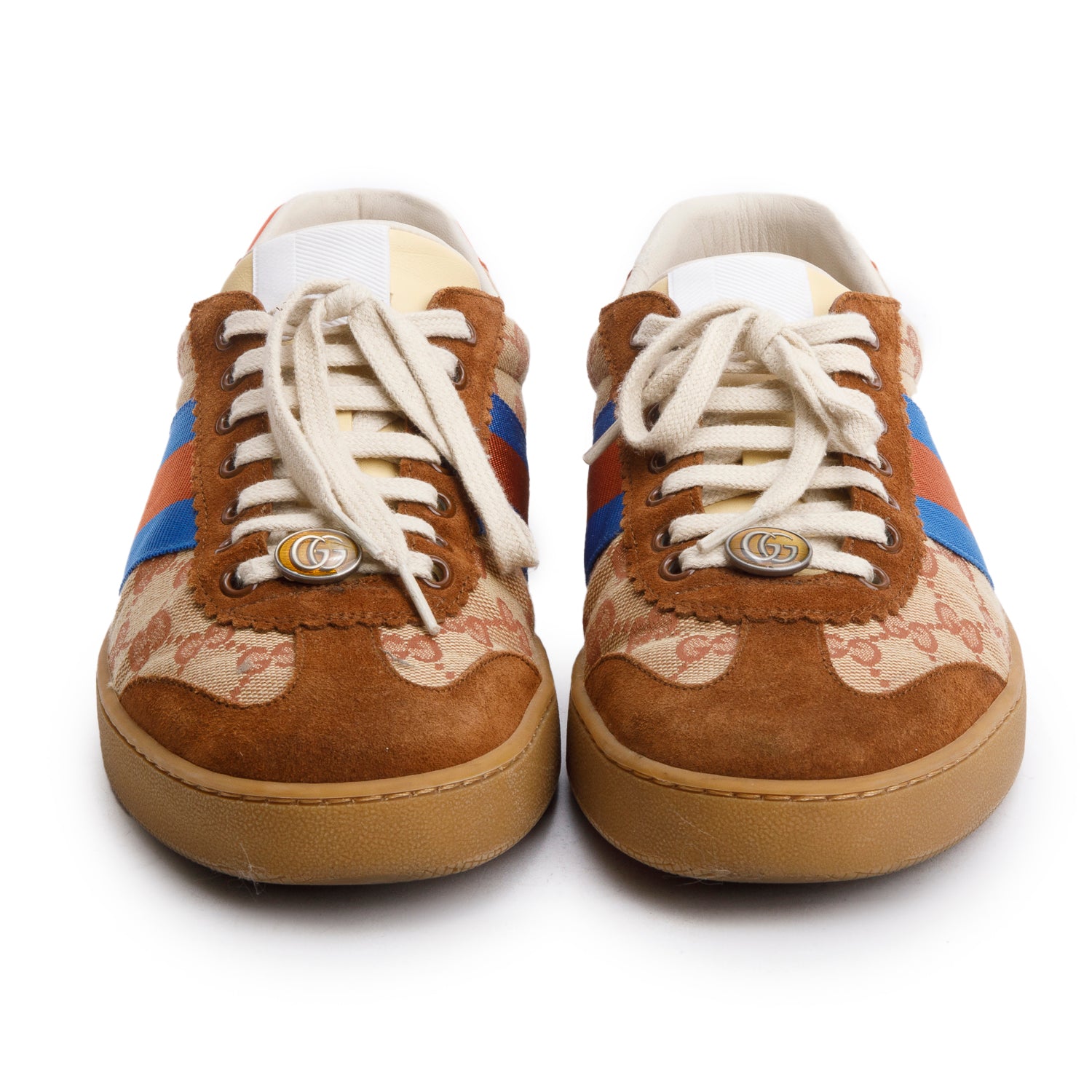 Gucci Brown Suede GG Canvas Web G74 Sneakers, Men's Size 9.5 w/ Box