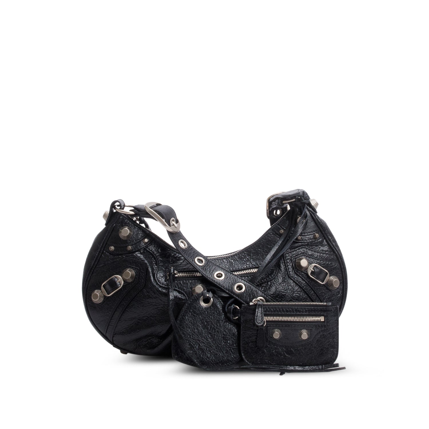 Balenciaga Black Arena Leather Le Cagole Small Shoulder Bag w/ Box