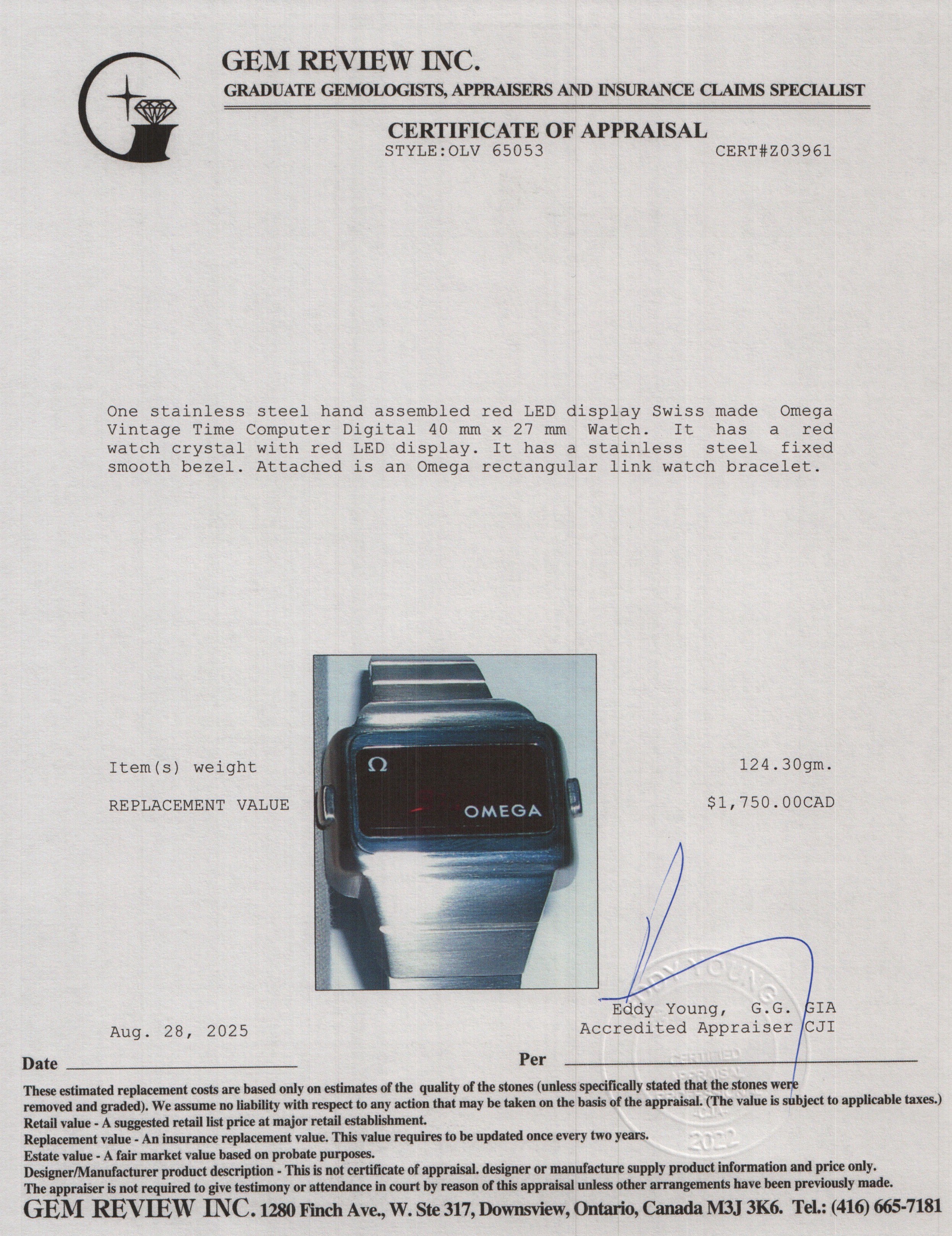 Omega Vintage Stainless Steel Time Computer Digital Watch w/ Box