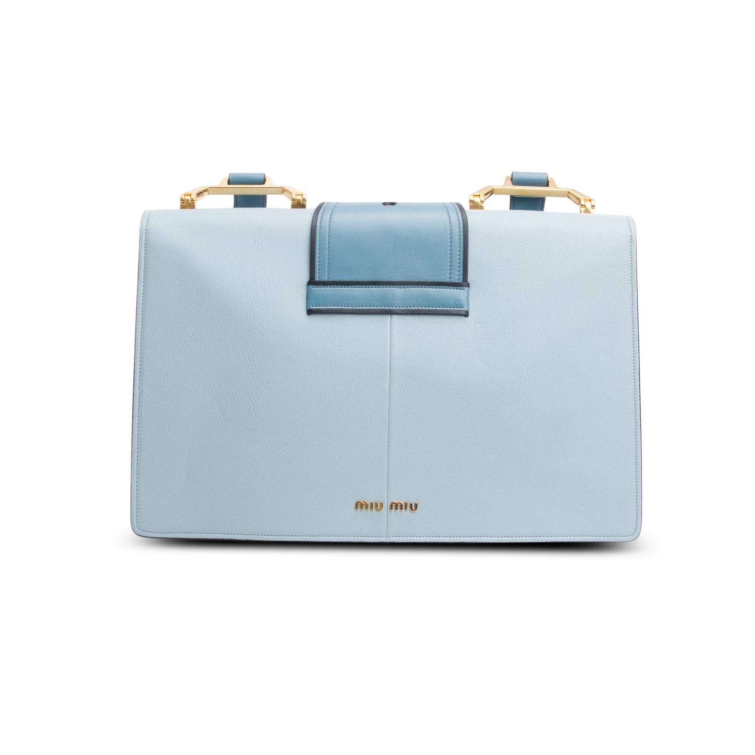 Miu Miu Blue Leather Lady Jewelled Madras XL Flap Bag