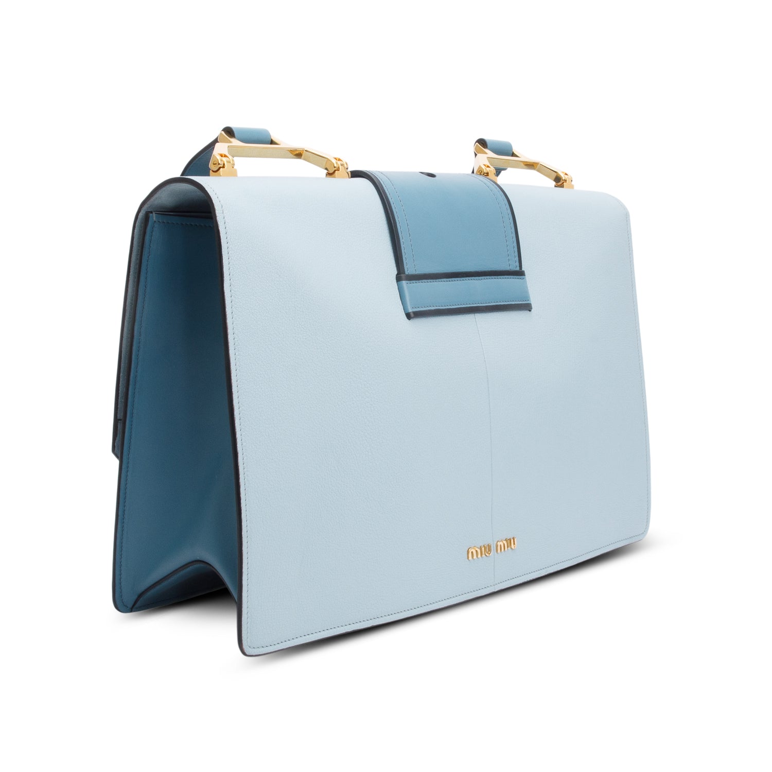 Miu Miu Blue Leather Lady Jewelled Madras XL Flap Bag