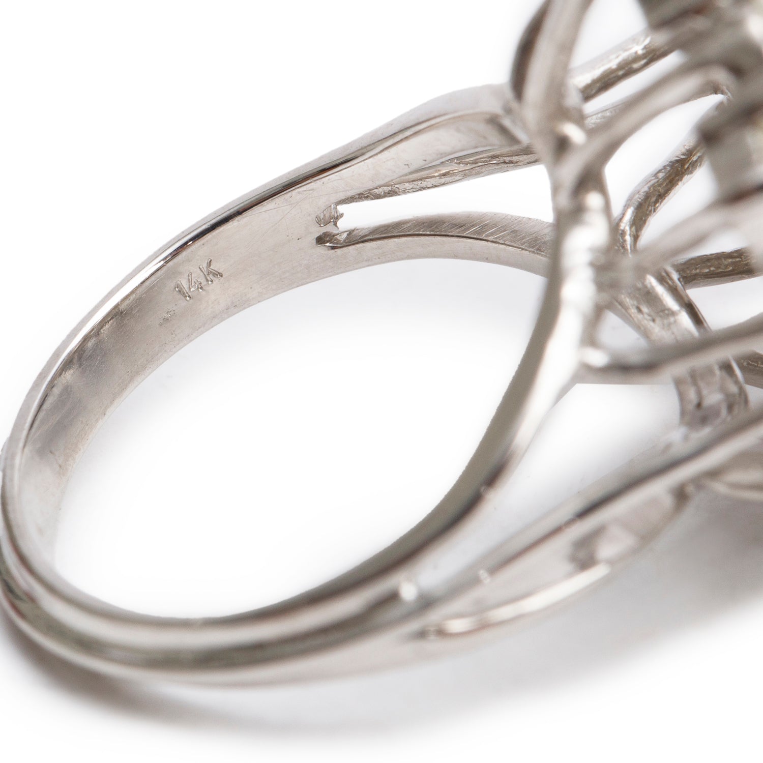 14k White Gold 4.35 tcw. Diamond Cluster Ring, Size 6.25