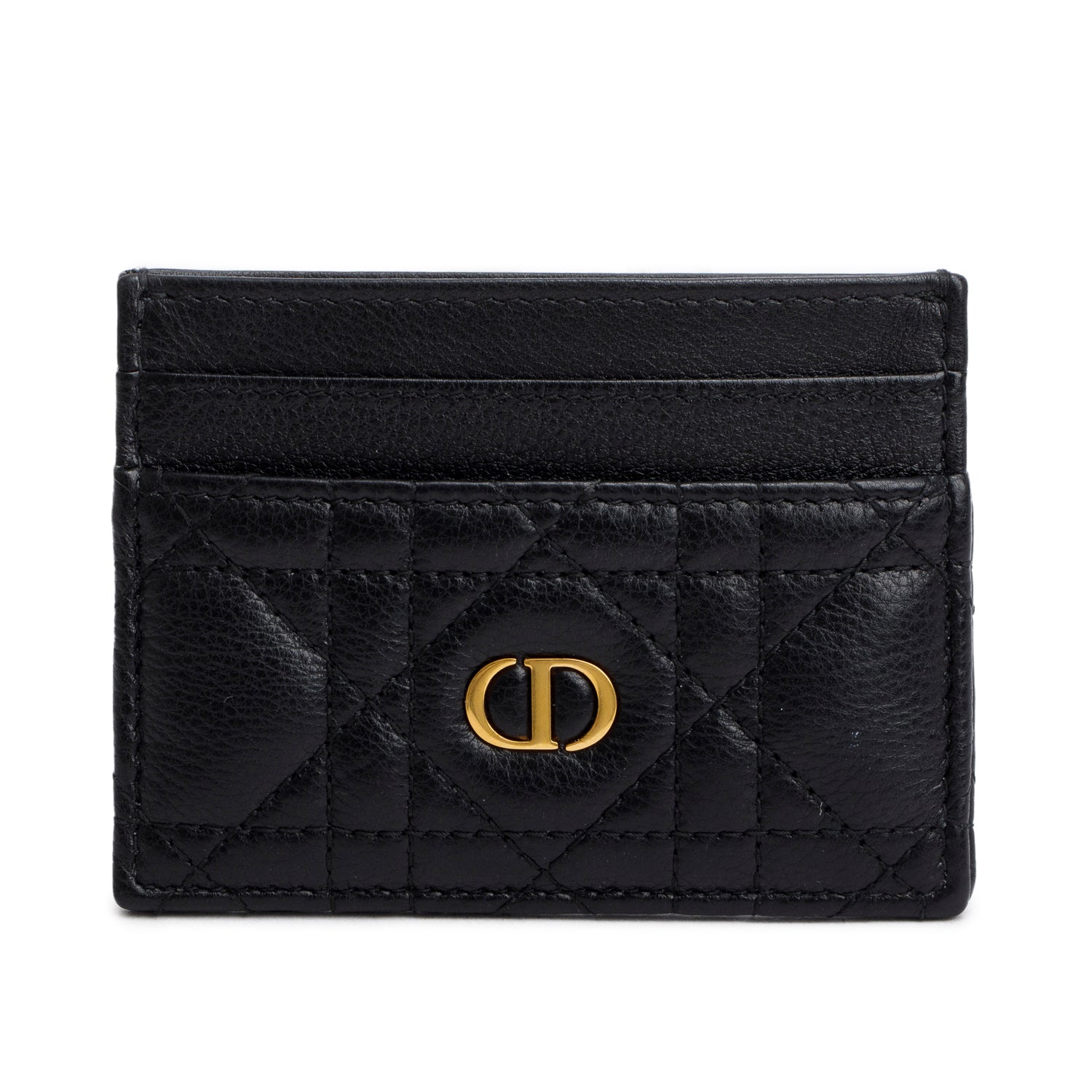 Christian Dior 2023 Black Supple Cannage Leather Caro Freesia Card Holder
