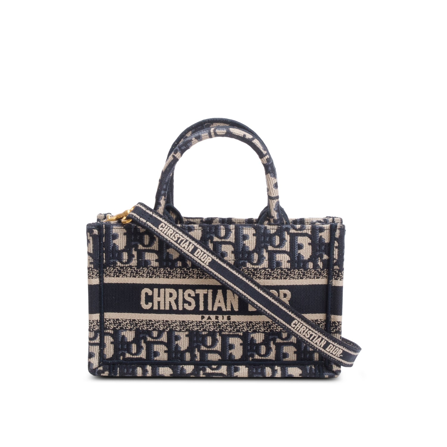 Christian Dior 2024 Blue Oblique Embroidered Mini Book Tote w