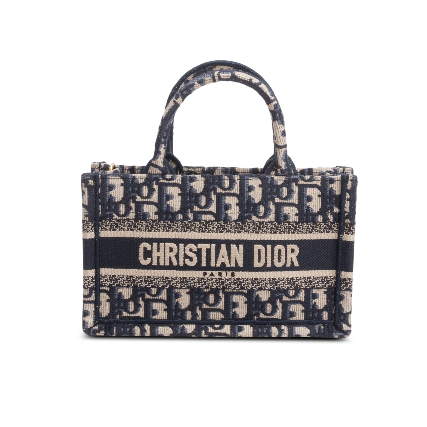 Christian Dior 2024 Blue Oblique Embroidered Mini Book Tote w