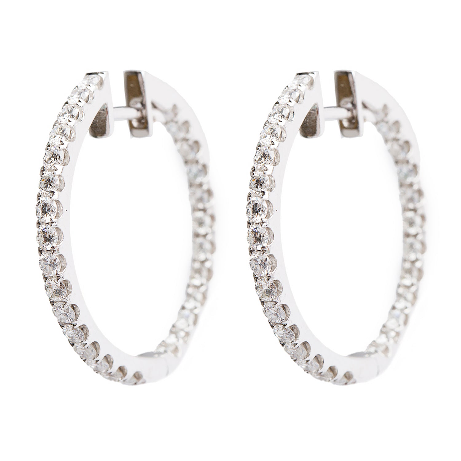 18k White Gold 1.68 tcw. Diamond Hoop Earrings