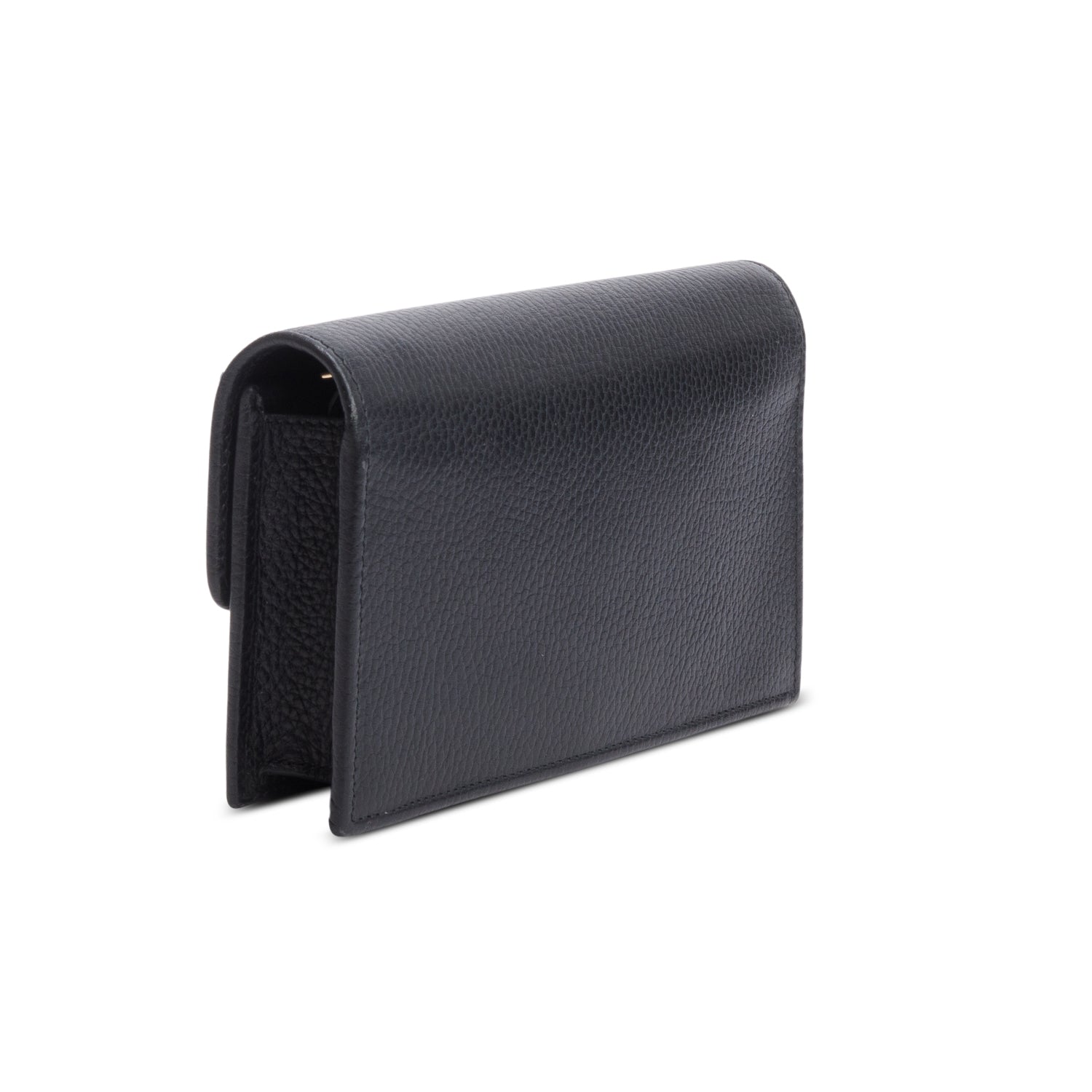 Gucci Black Leather Interlocking G Wallet on Chain w/ Box