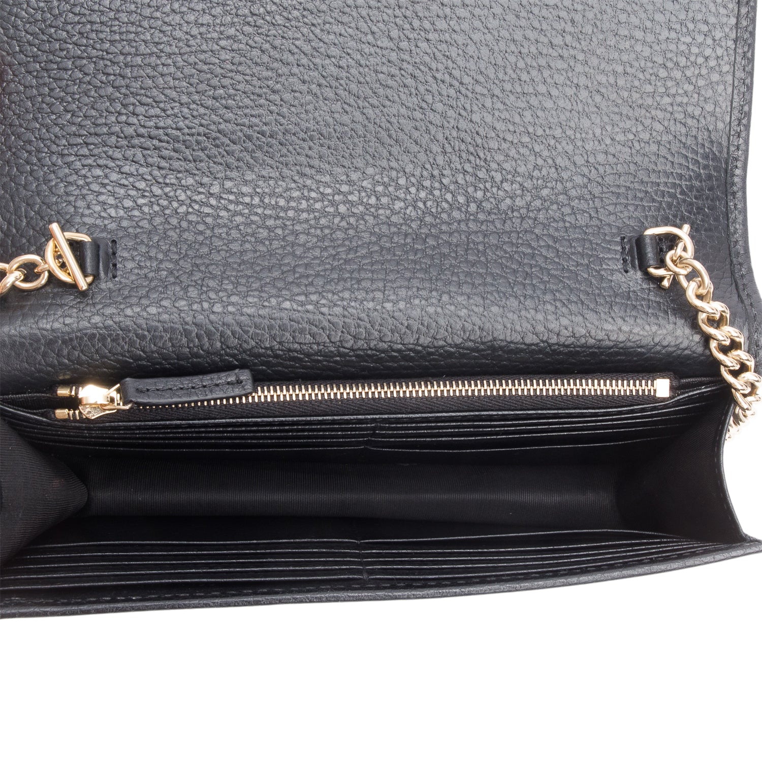 Gucci Black Leather Interlocking G Wallet on Chain w/ Box