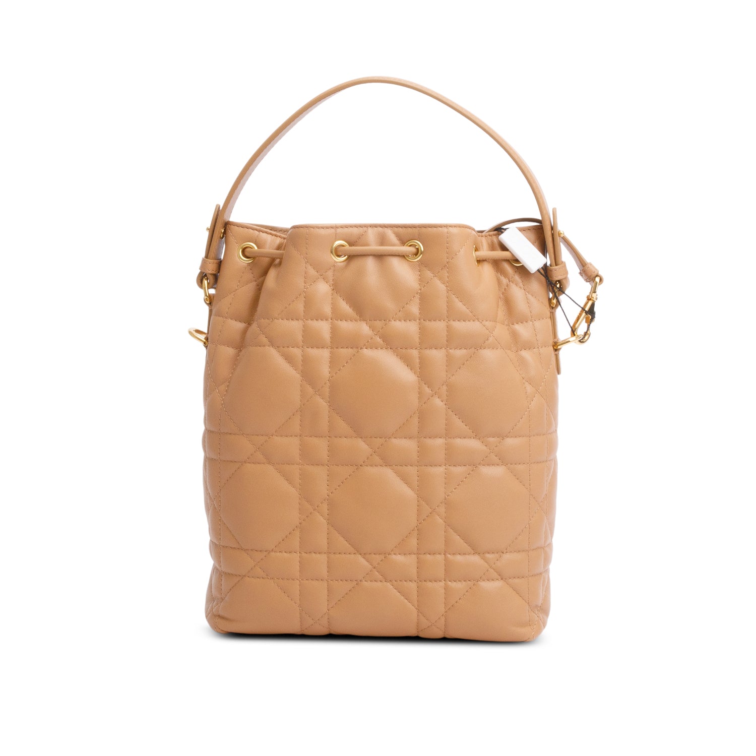 Christian Dior 2025 Brown Macrocannage Lambskin Small Caro Bucket Bag w/ Strap