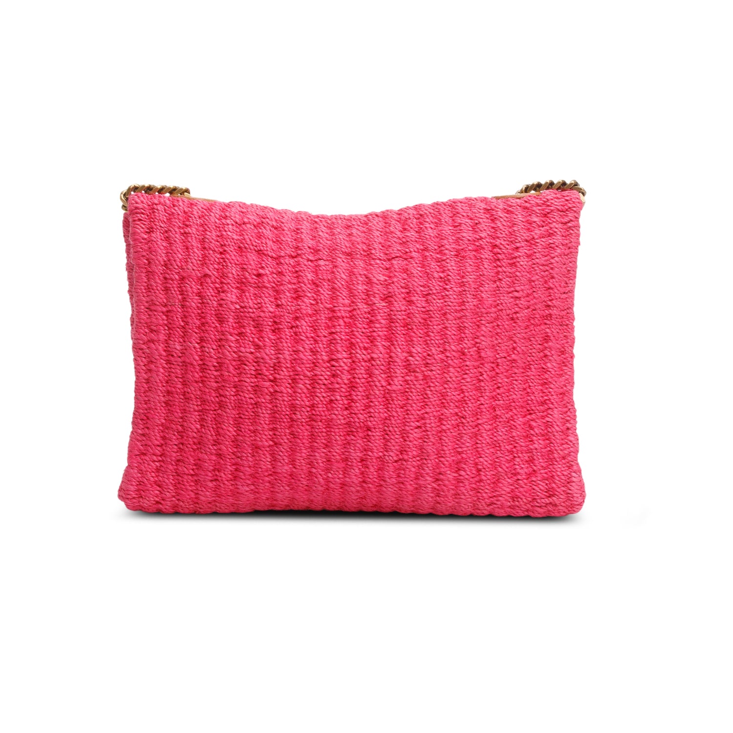 Saint Laurent 2023 Pink Raffia Medium Kate Chain Bag