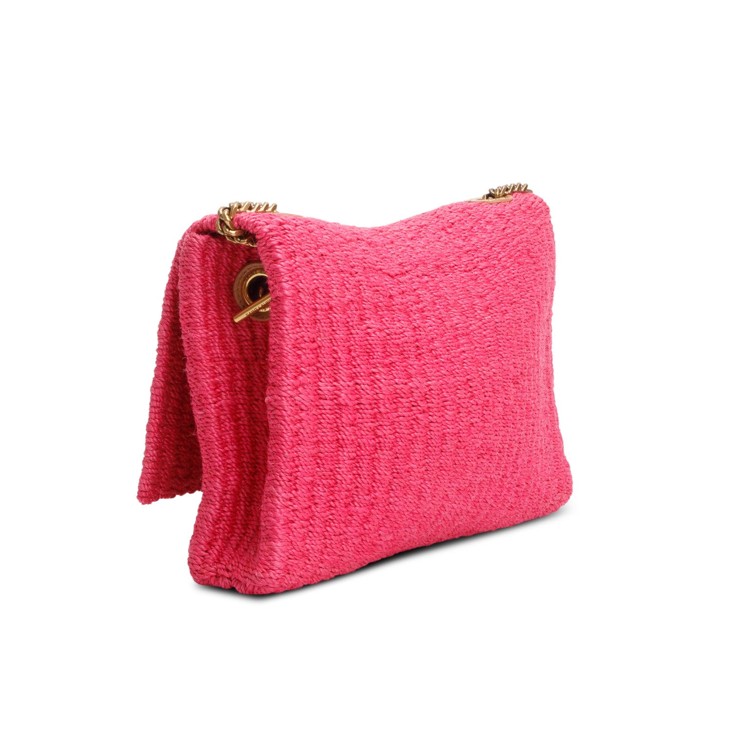 Saint Laurent 2023 Pink Raffia Medium Kate Chain Bag