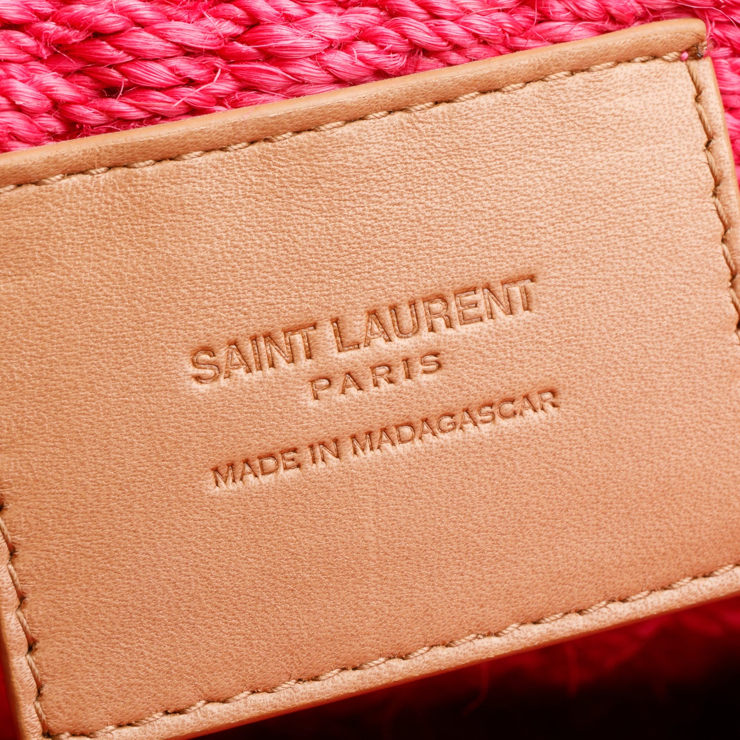 Saint Laurent 2023 Pink Raffia Medium Kate Chain Bag