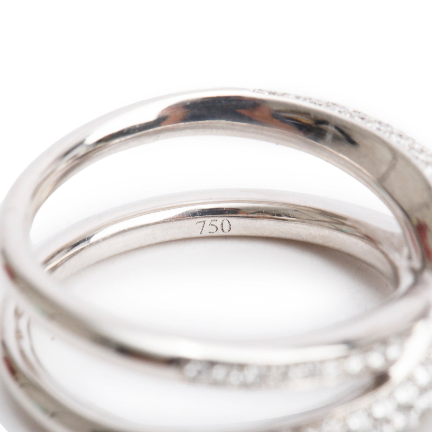 18k White Gold Pave Diamond 'X' Top Ring, Size 5.5