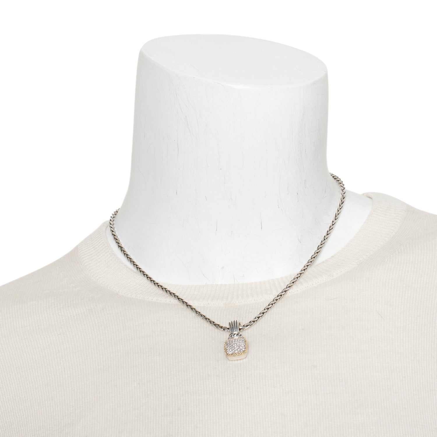 Effy Sterling Silver and 18k Yellow Gold Pave Diamond Enhancer Pendant Necklace