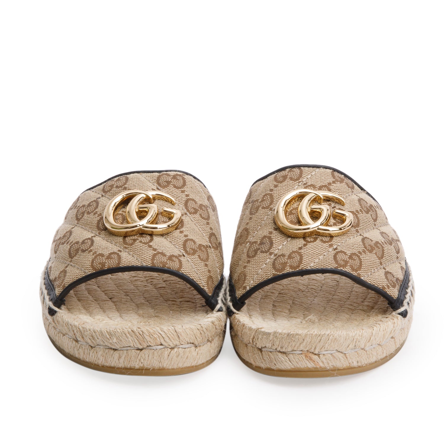 Gucci GG Matelasse Canvas Espadrille Sandals, Size 37.5 w/ Box