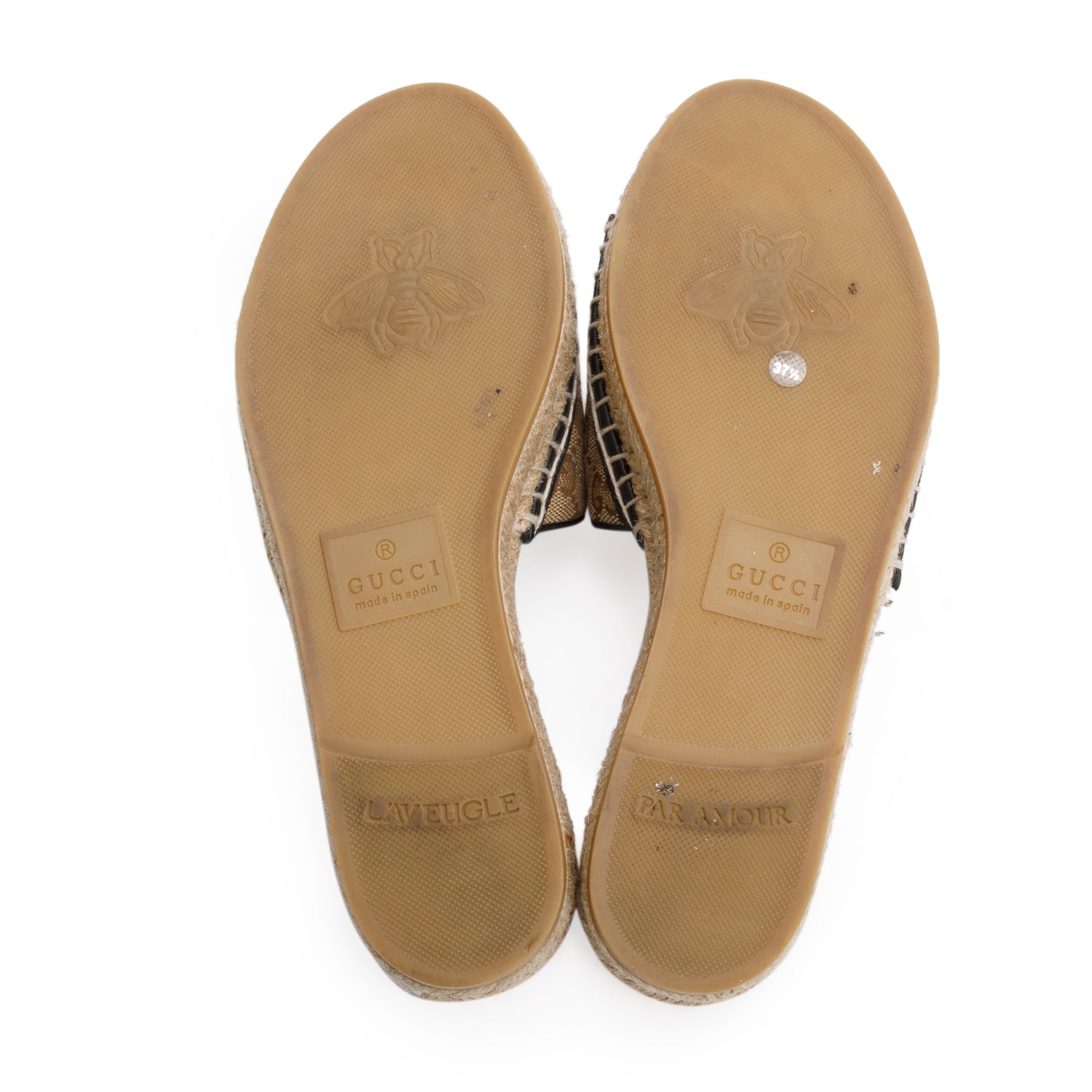 Gucci GG Matelasse Canvas Espadrille Sandals, Size 37.5 w/ Box