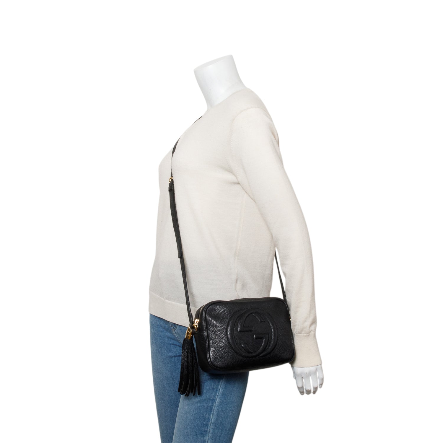 Gucci Black Pebbled Calfskin Small Soho Disco Bag w/ Receipt