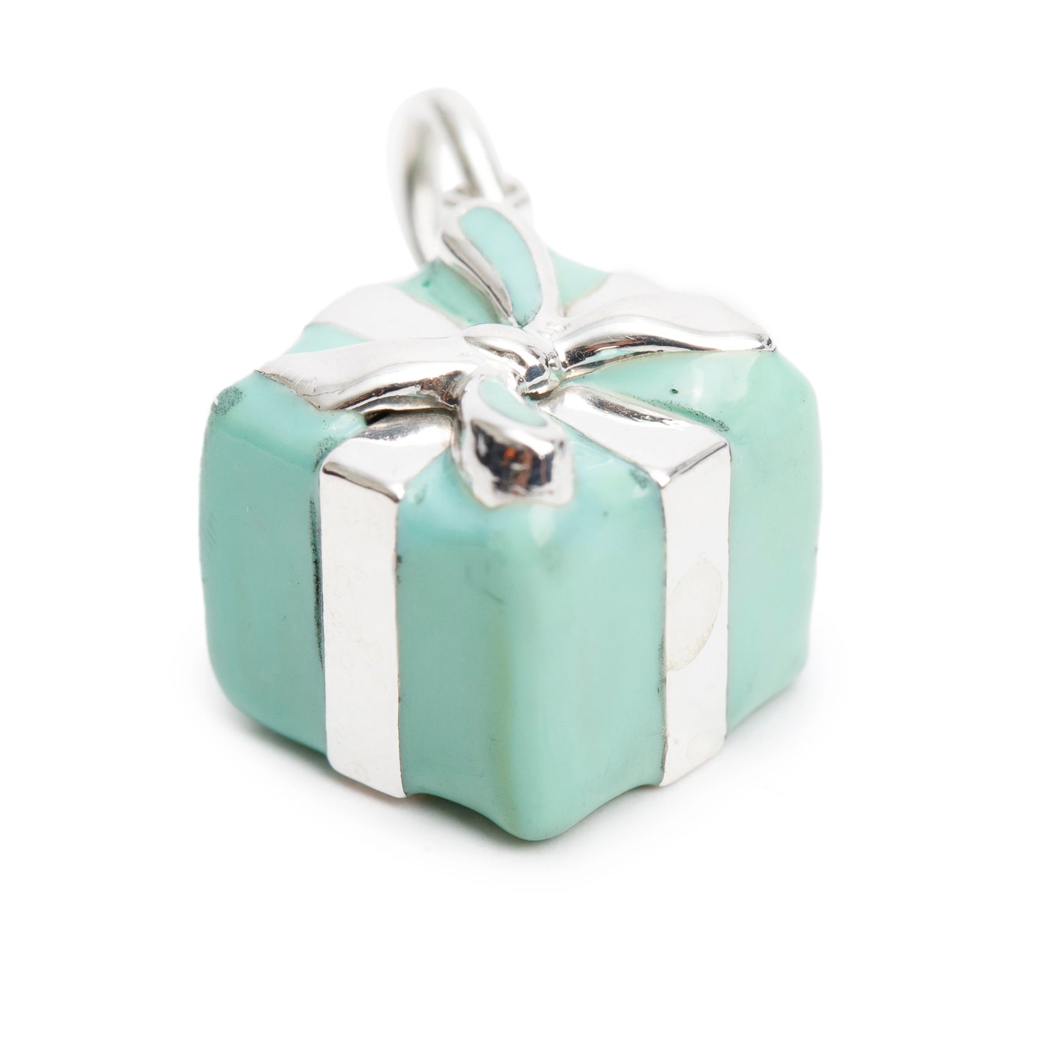 Tiffany & Co. Sterling Silver Blue Enamel Present Box Charm
