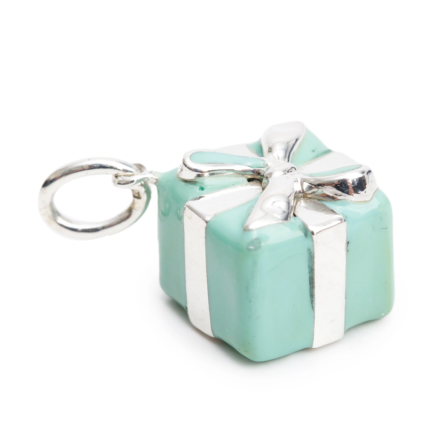 Tiffany & Co. Sterling Silver Blue Enamel Present Box Charm
