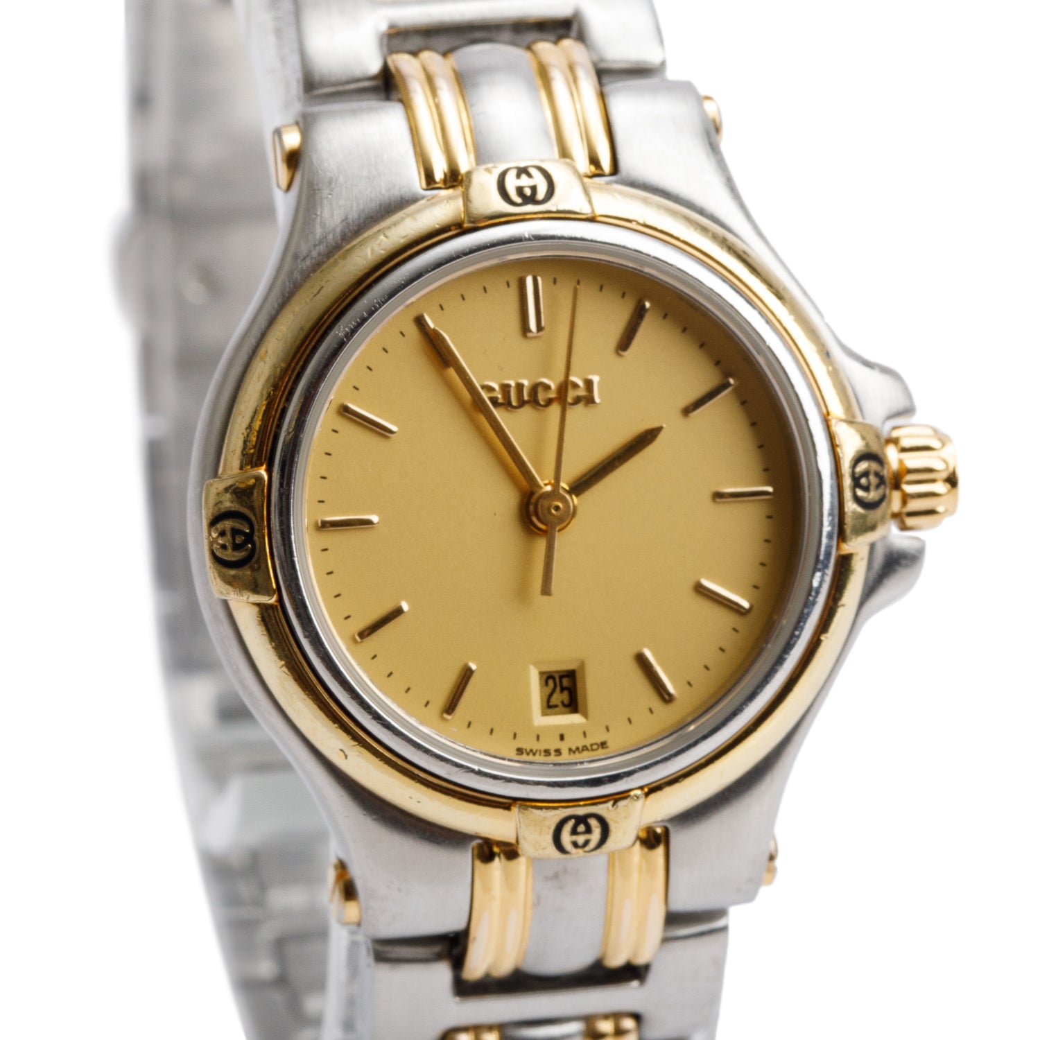 Gucci Stainless Steel & Yellow Gold-Plated 9040L Series 26 MM Quartz Watch Gold Dial
