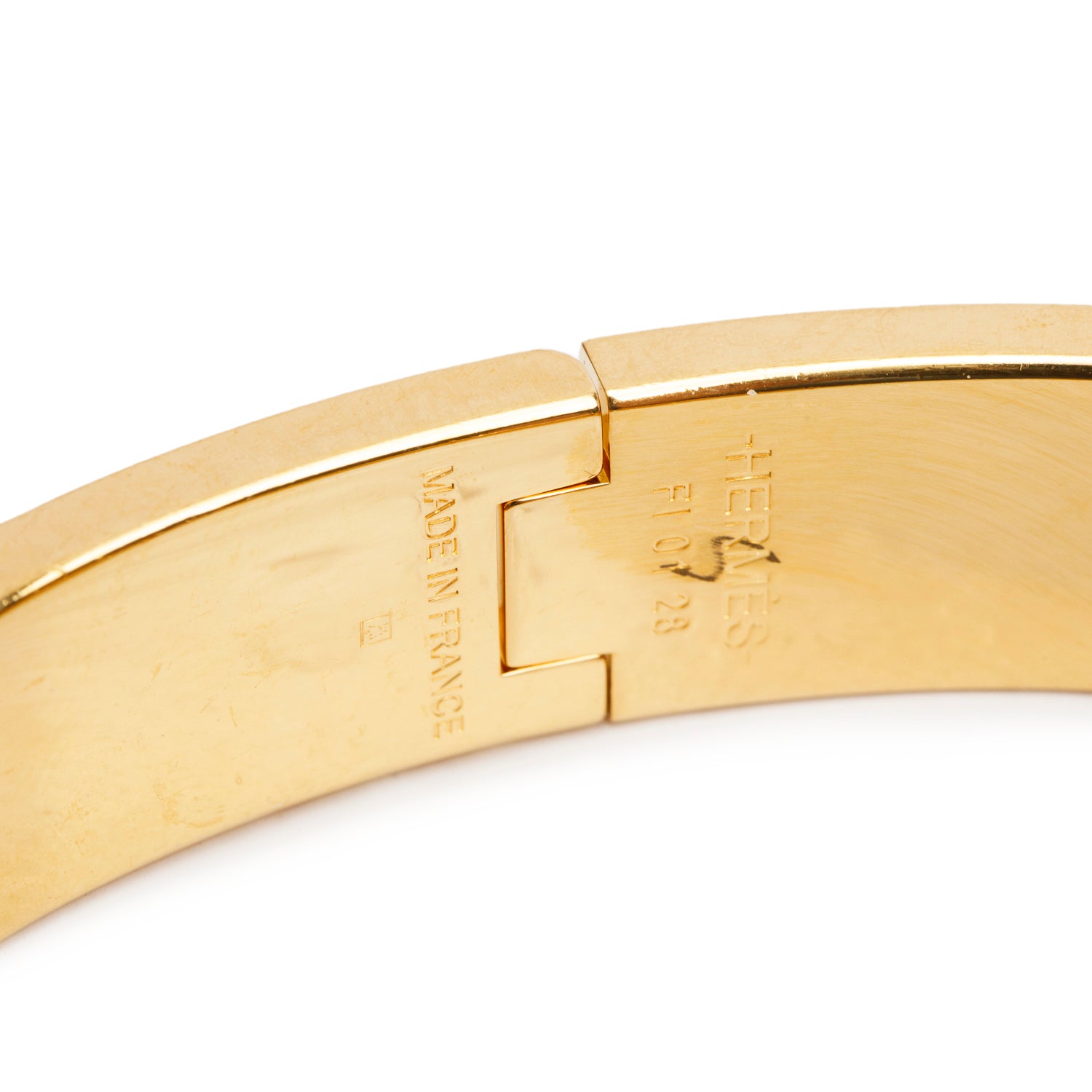 Hermes Gold Plated Pink Enamel 12 MM Clic H Bracelet