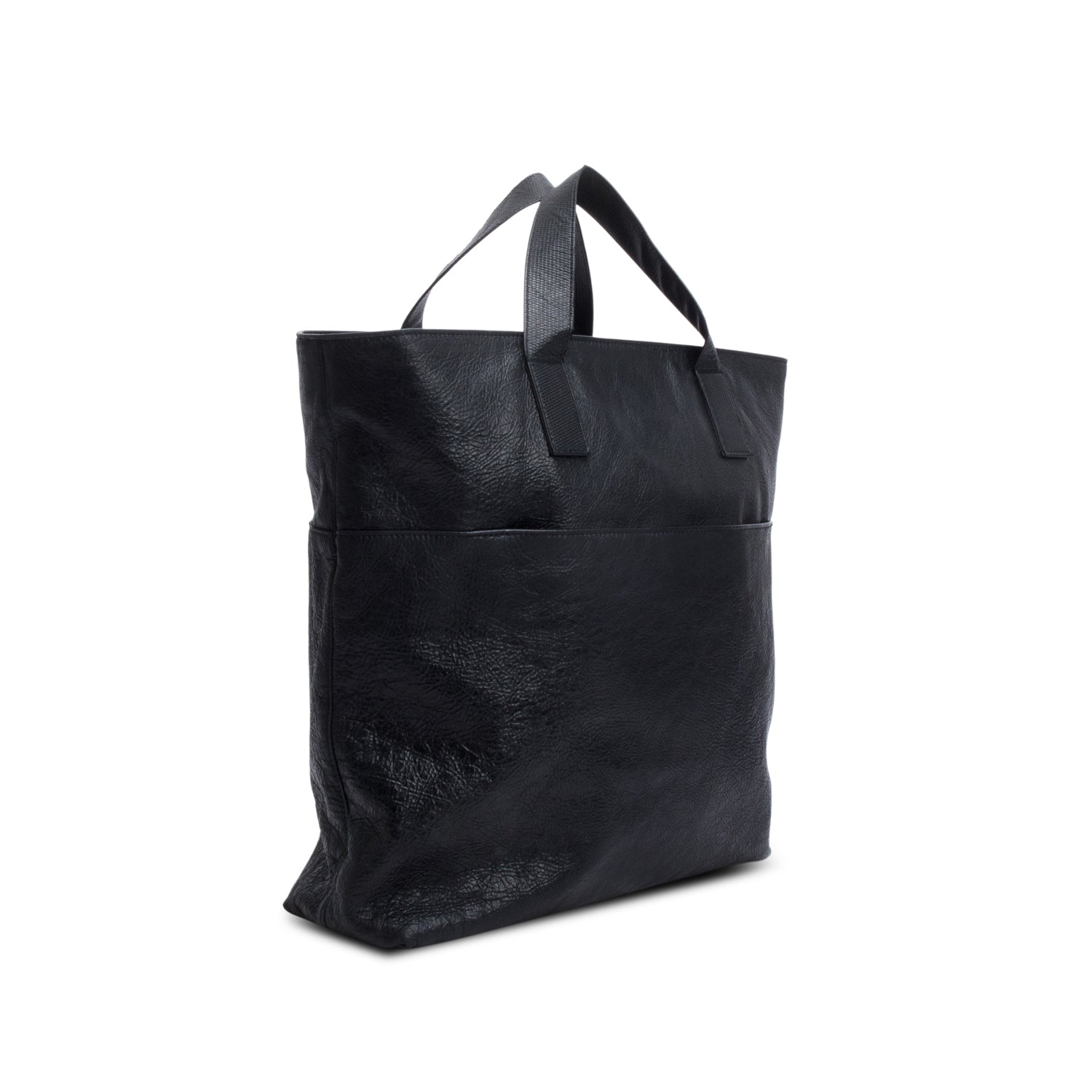Balenciaga x Adidas Black Leather North-South Tote Bag w/ Strap