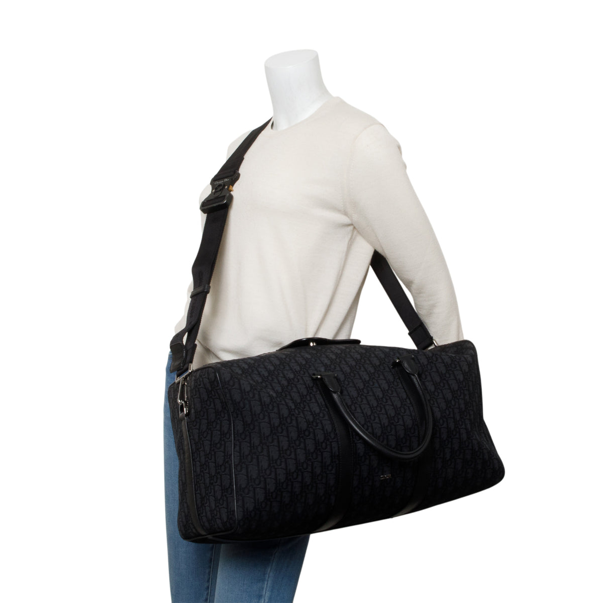 Christian Dior 2022 Black Oblique Lingot 50 Duffel Bag w/ Authenticity Card