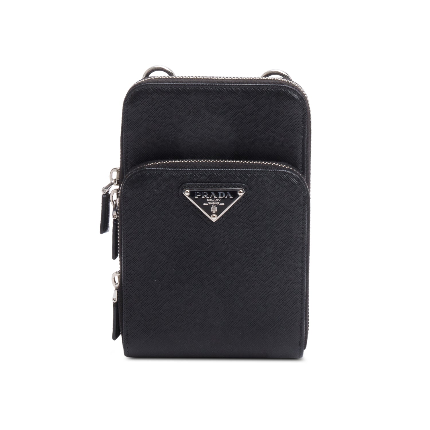 Prada Black Saffiano Leather Smartphone Case Crossbody Bag w/ Box & Strap