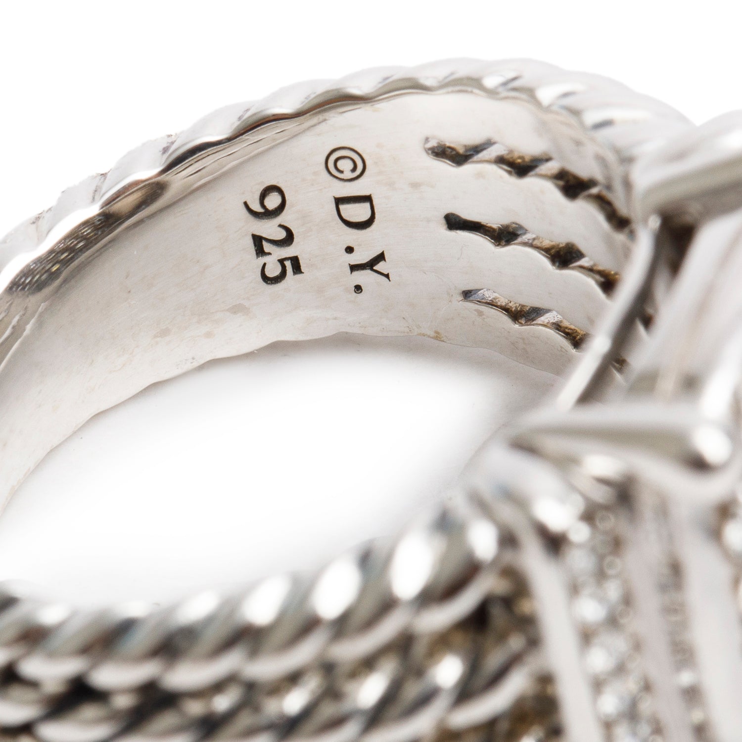 David Yurman Sterling Silver Diamond Wheaton Ring, 16.7 MM Size 6.75