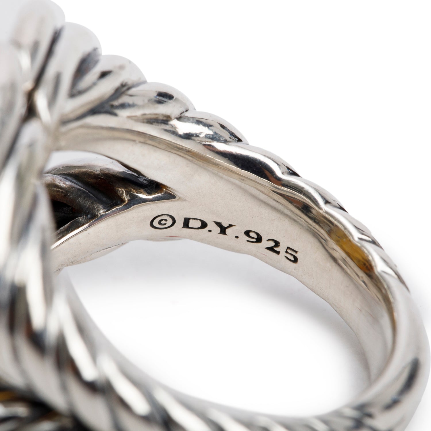 David Yurman Sterling Silver Citrine & Diamond Labyrinth Ring, Size 7.25