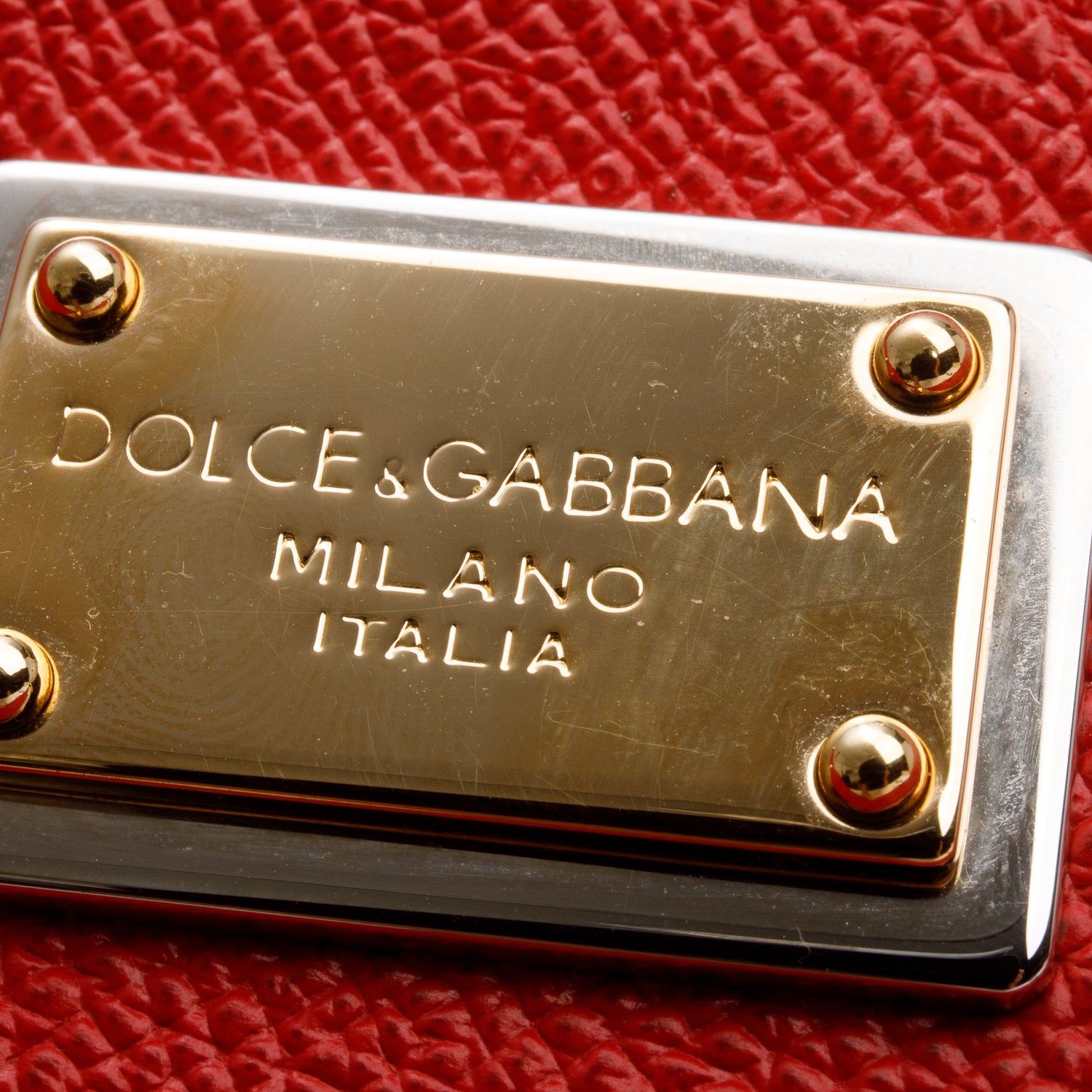 Dolce & Gabanna Red Dauphine Calfskin Leather Large Miss Sicily Handbag w/ Strap