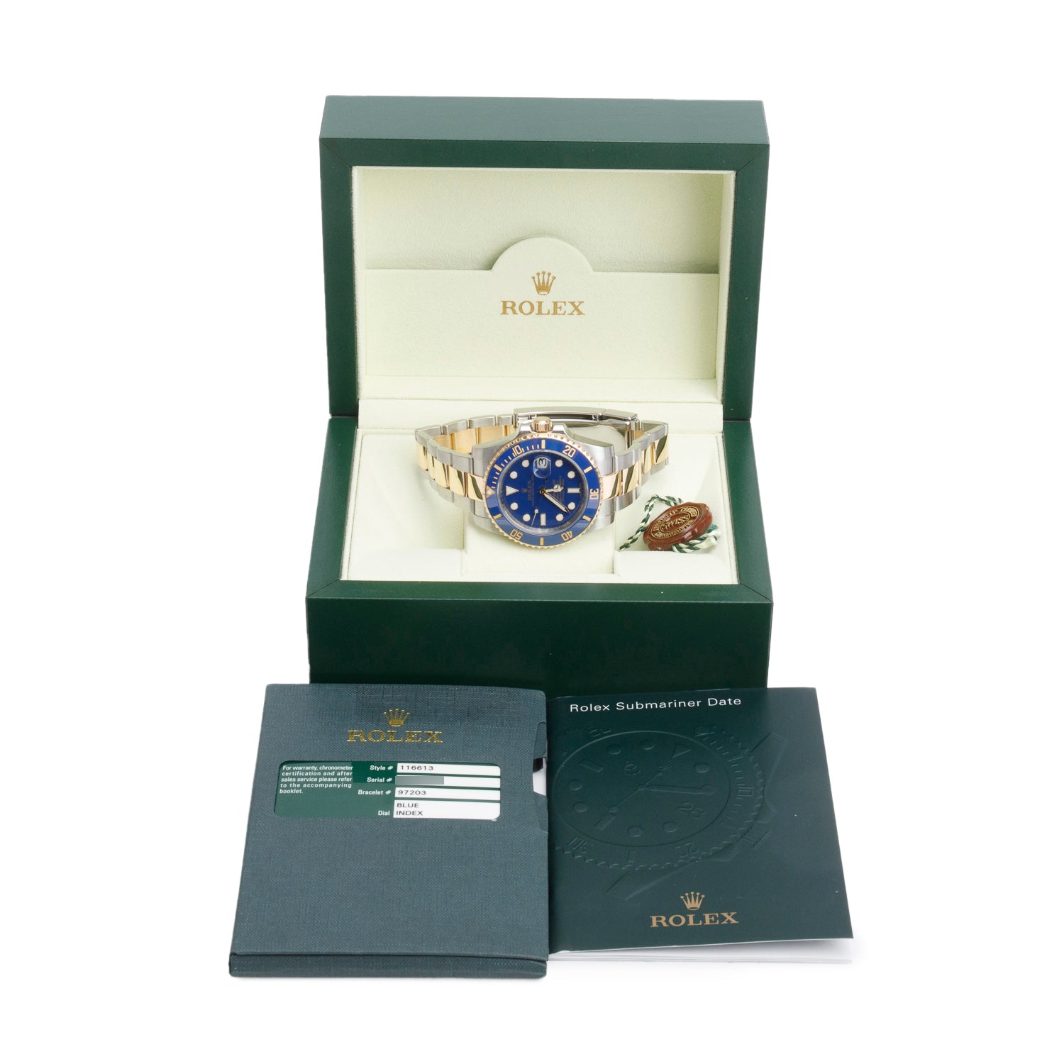 Rolex Stainless Steel & 18k Yellow Gold Submariner Date 40 MM Automatic Watch Blue Dial 116613 w/ Box & Papers