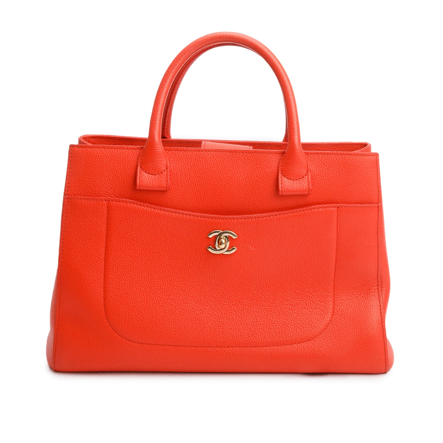 Chanel Red Grained Calfskin Small Neo Executive Shopper Tote w/ Strap
