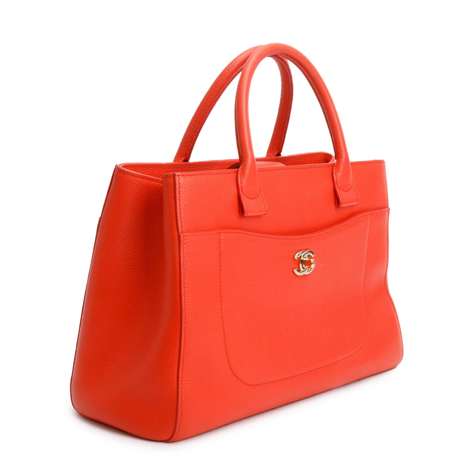 Chanel Red Grained Calfskin Small Neo Executive Shopper Tote w/ Strap