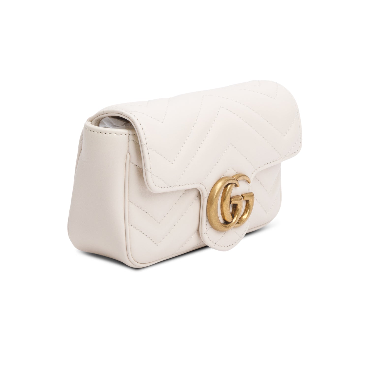 Gucci White GG Marmont Matelasse Leather Mini Shoulder Bag w/ Box