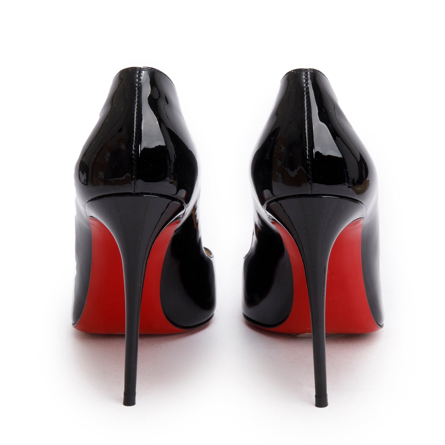 Christian Louboutin Black Patent Leather Hot Chick Pumps, Size 38 w/ Box & Receipt