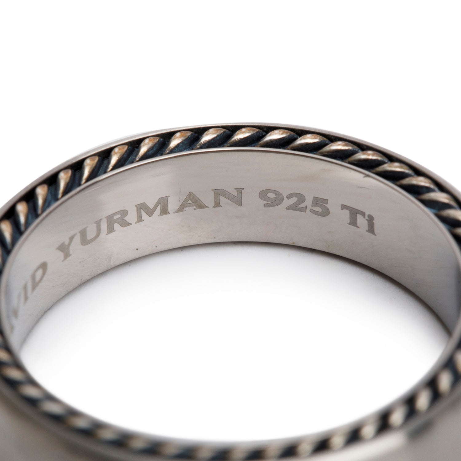 David Yurman Grey Titanium & Sterling Silver 6 MM Streamline Band Ring, Size 11