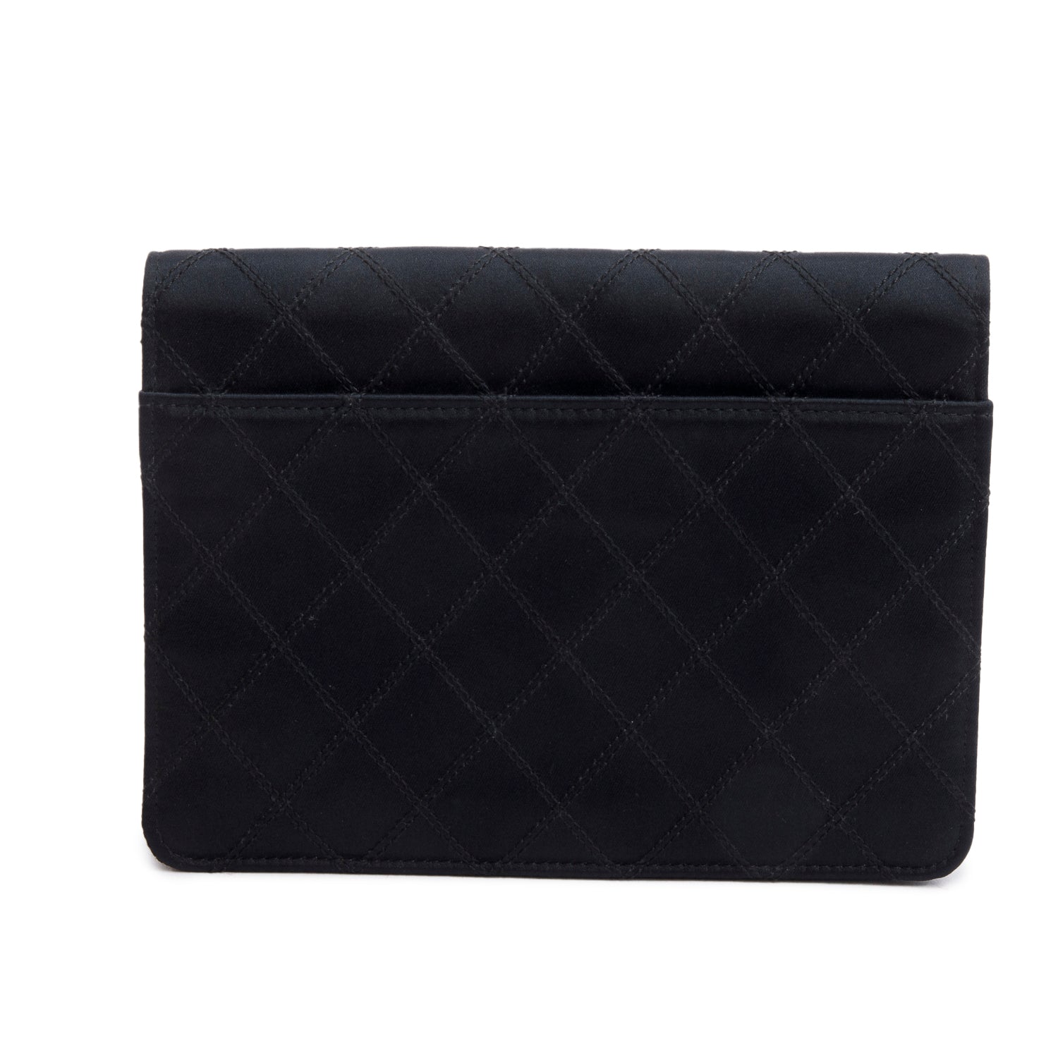 Chanel Vintage Black Satin CC Pouch w/ Box & Authenticity Card
