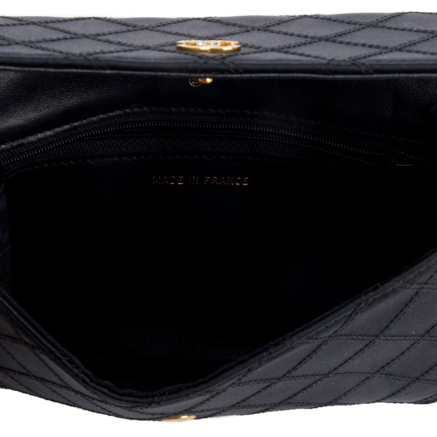 Chanel Vintage Black Satin CC Pouch w/ Box & Authenticity Card
