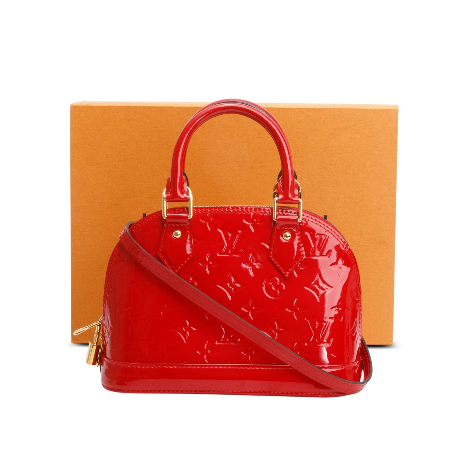 Louis Vuitton Red Monogram Vernis Leather Alma BB w/ Box & Strap