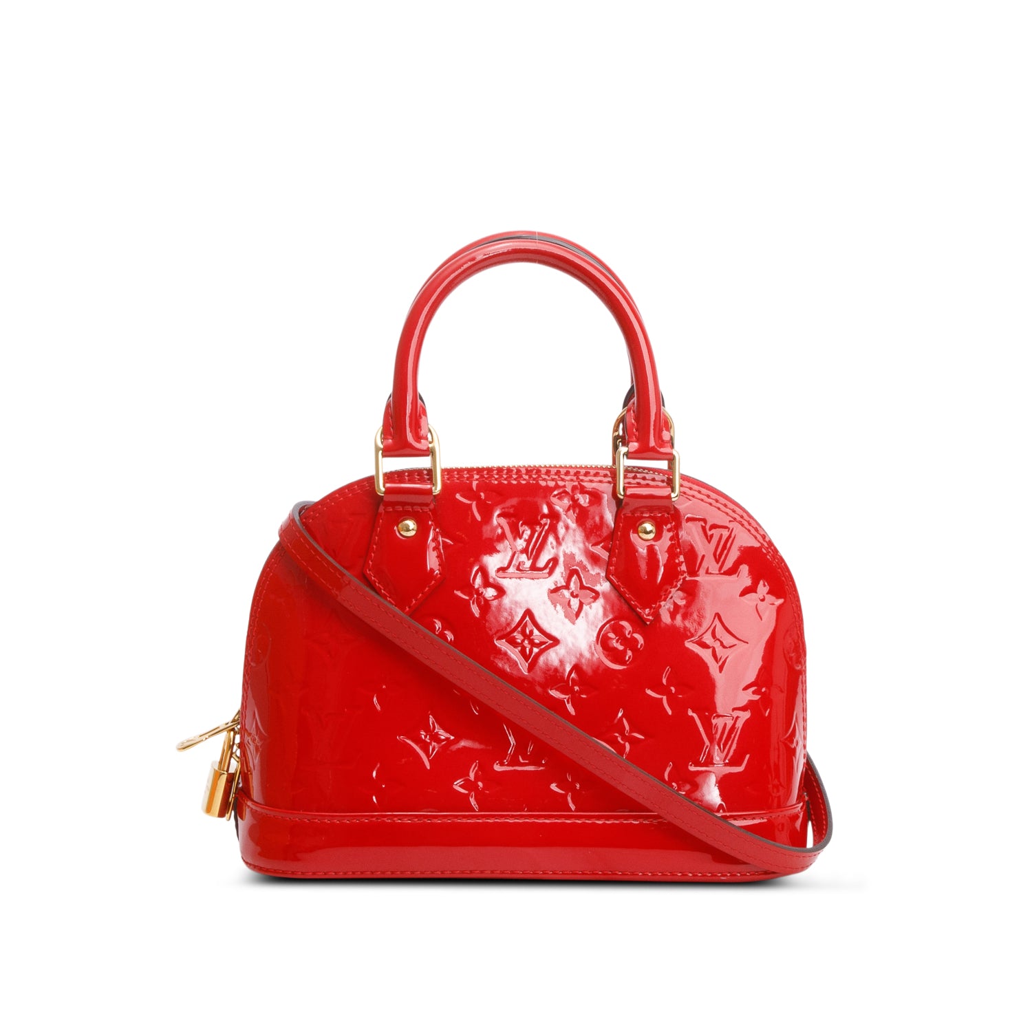 Louis Vuitton Red Monogram Vernis Leather Alma BB w/ Box & Strap