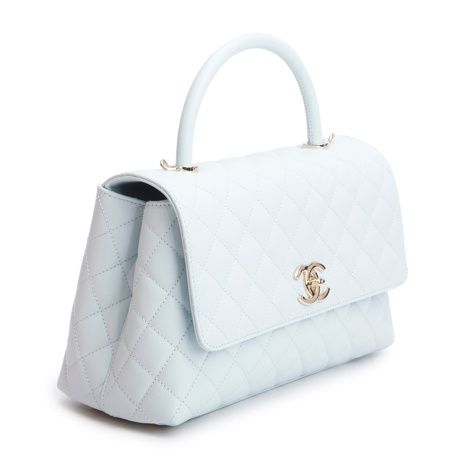 Chanel Blue Caviar Quilted Small Coco Handle Flap w/ Box & Strap